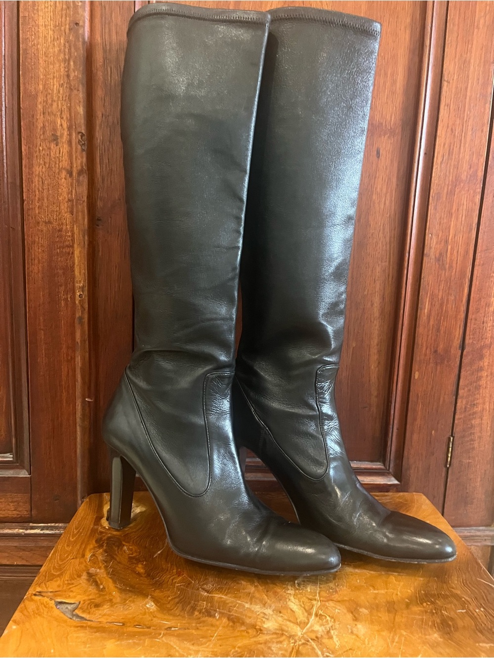 Cole Haan Black Leather Tall Heeled Boots